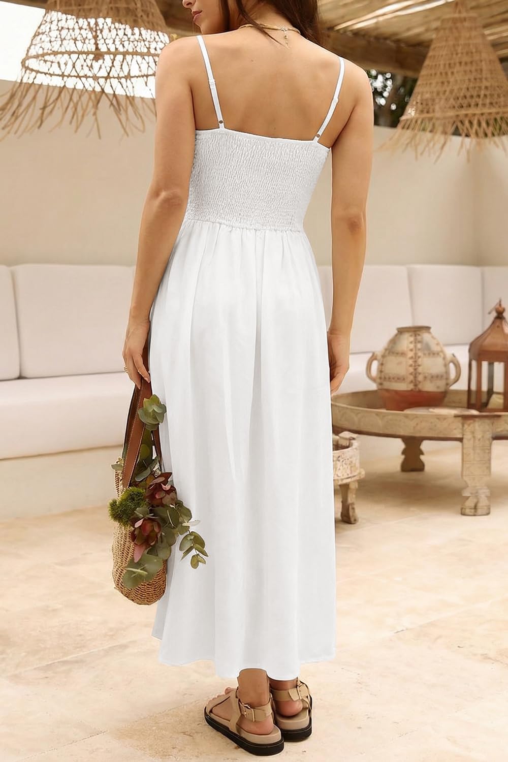 Naggoo Women's Summer Spaghetti Strap Cocktail Swing Dresses with Pockets