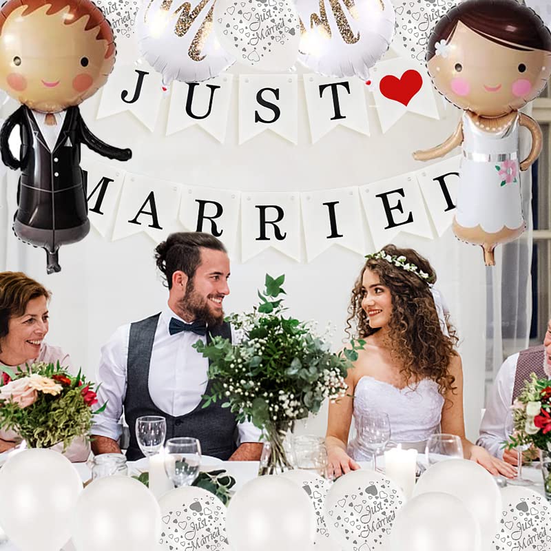 Just Married Lot De 57 Ballons De Décoration De Mariage à L'hélium
