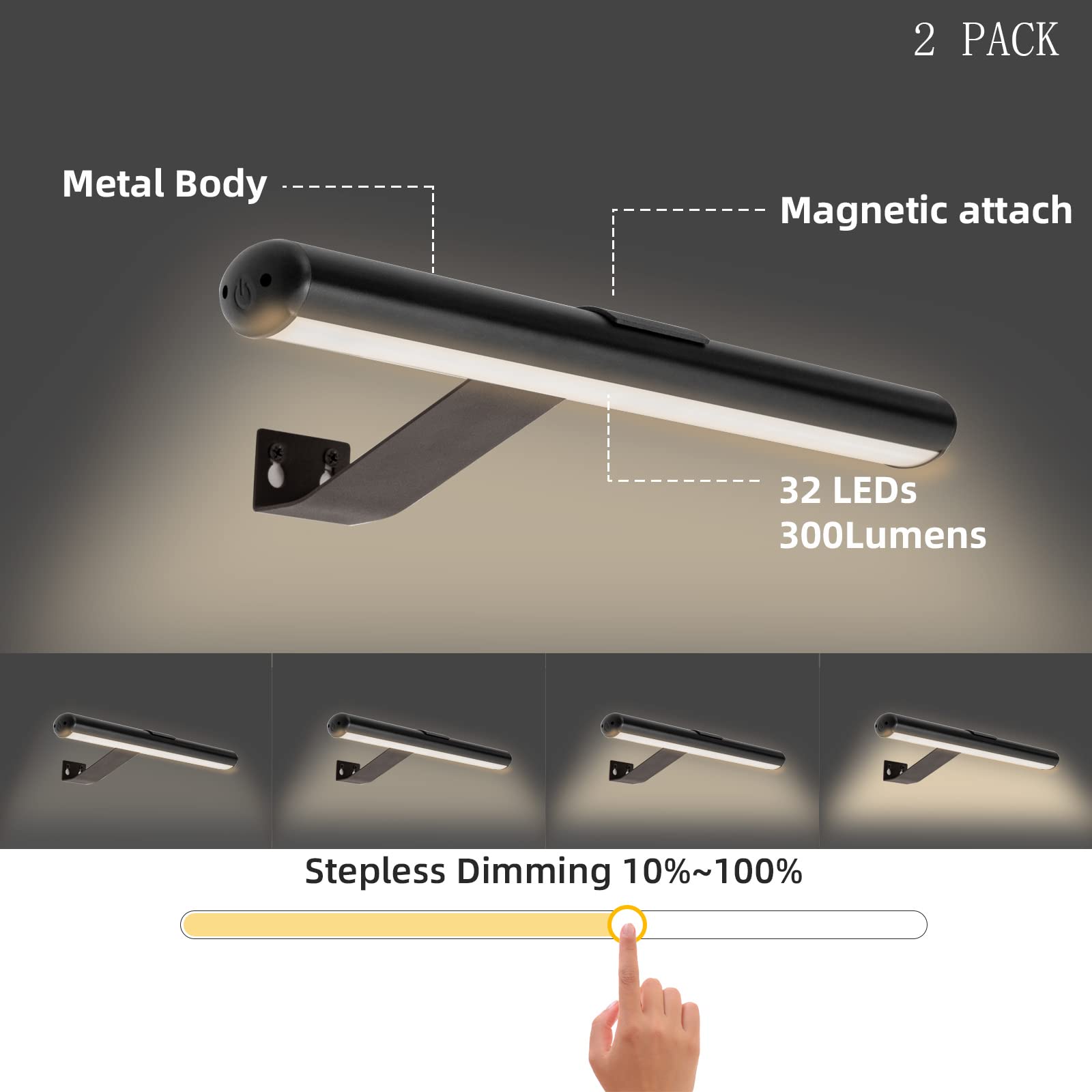 Set van 2 Draadloze Wandlampen met Oplaadbare LED en