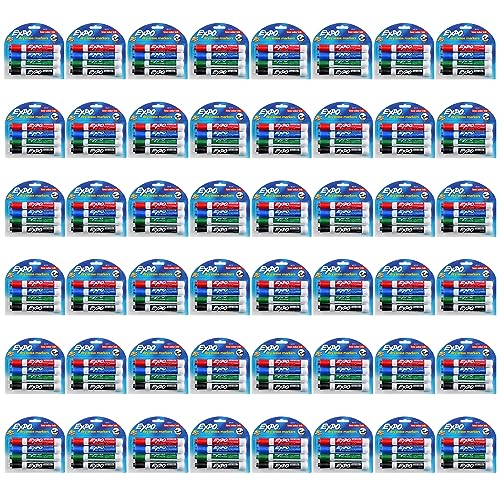 Image of EXPO 80174 Low Odor Chisel Tip Dry Erase Marker Pack, 48 Assorted Color Assortments, Ideal for Non-Porous Surfaces, School Classroom Pack