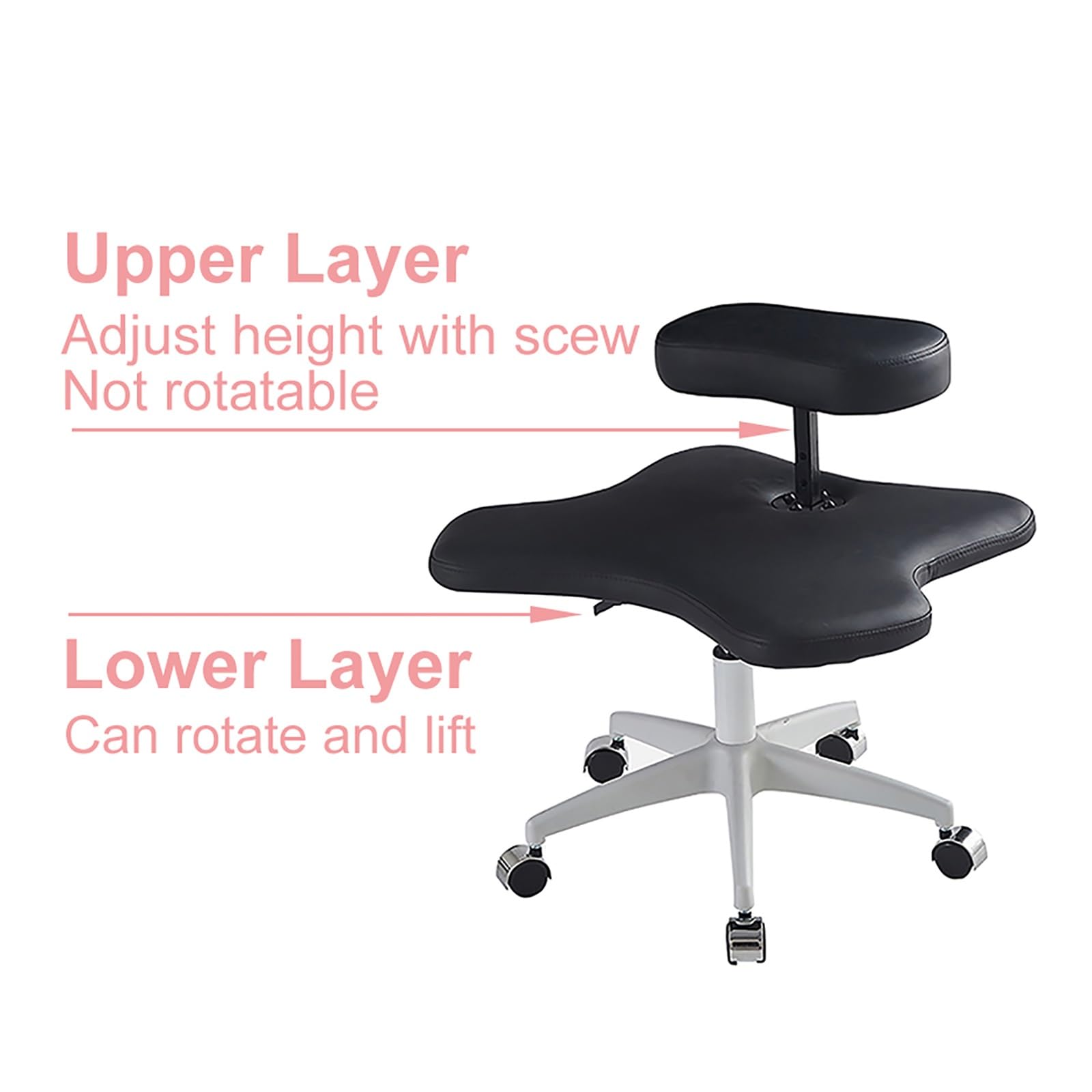 Chaise à Genoux, Chaise de méditation avec roulettes, Chaise de Bureau à Domicile, siège Ergonomique correcteur de Posture (Rose Taille Unique), Rose-Taille Unique