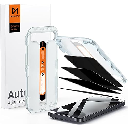 DIMONCOAT 4-PACK TOP 9H+ Glass for iPhone 15 Pro Max Privacy Screen Protector [Auto Alignment Kit] [10X Military Protection] UNBREAK Tempered Glass Film for iPhone 15 Pro Max 6.7 inch Case-Friendly