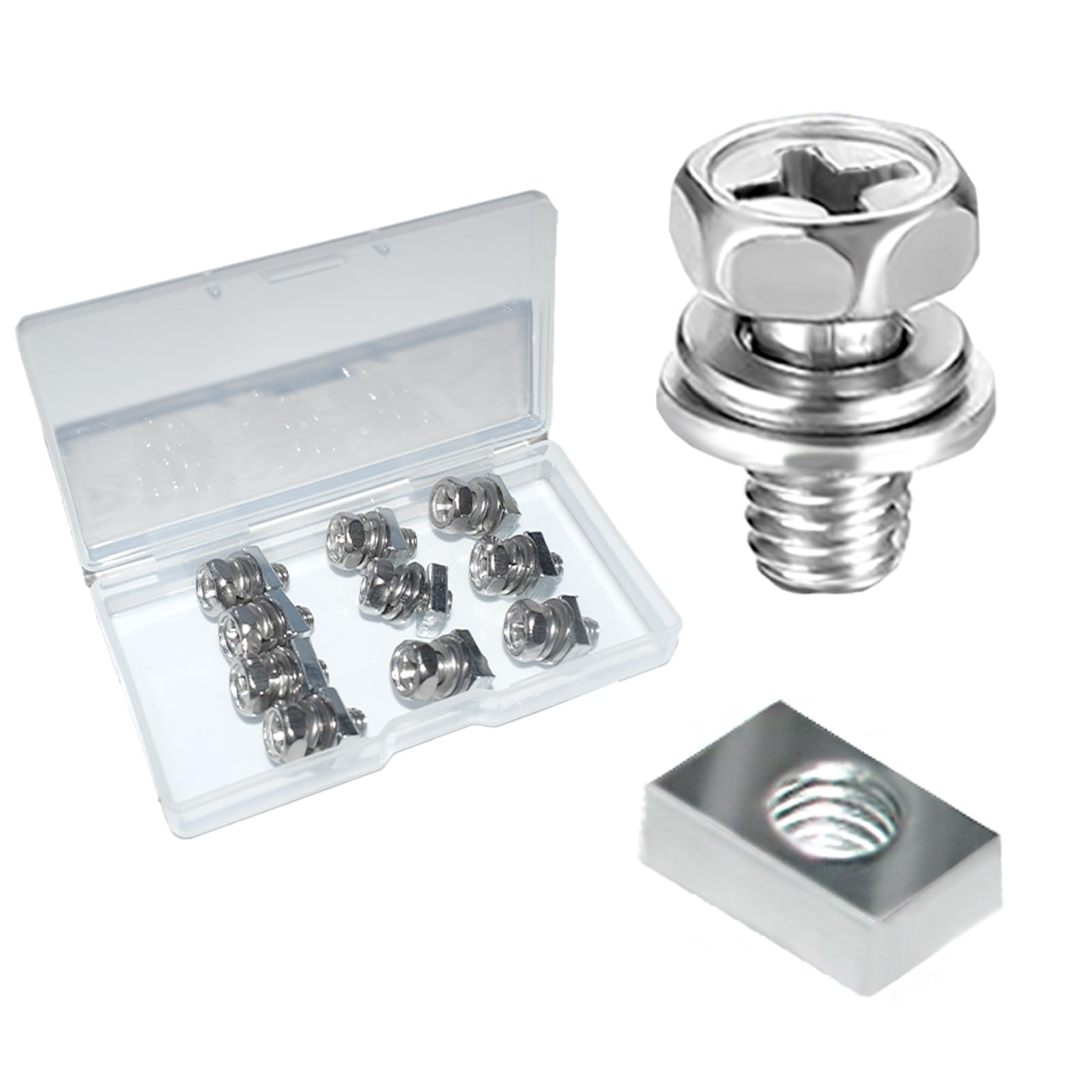 Kit di bulloni e dadi per terminali batteria moto, viti a testa esagonale M6 x 12 mm per ATV, scooter, moto, quad, confezione da 10 (argento)