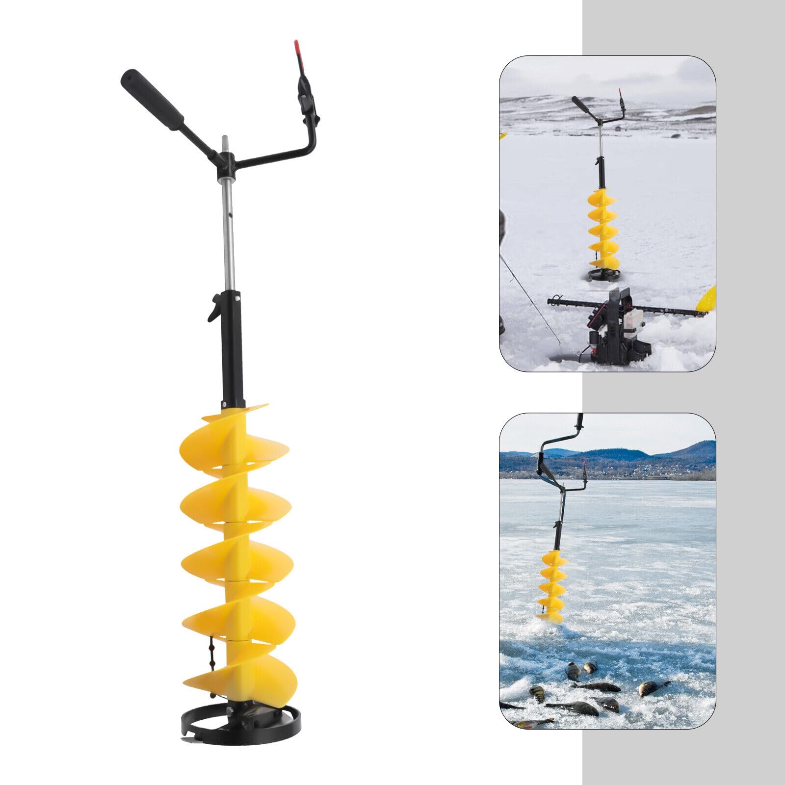 Nylonowy świder do lodu Wiertło do lodu 8''x41'' Adapter do wiertarki do wędkarstwa podlodowego, z regulowanym 14-calowym prętem przedłużającym, do wiercenia w lodzie Lepsze wędkowanie Żółty