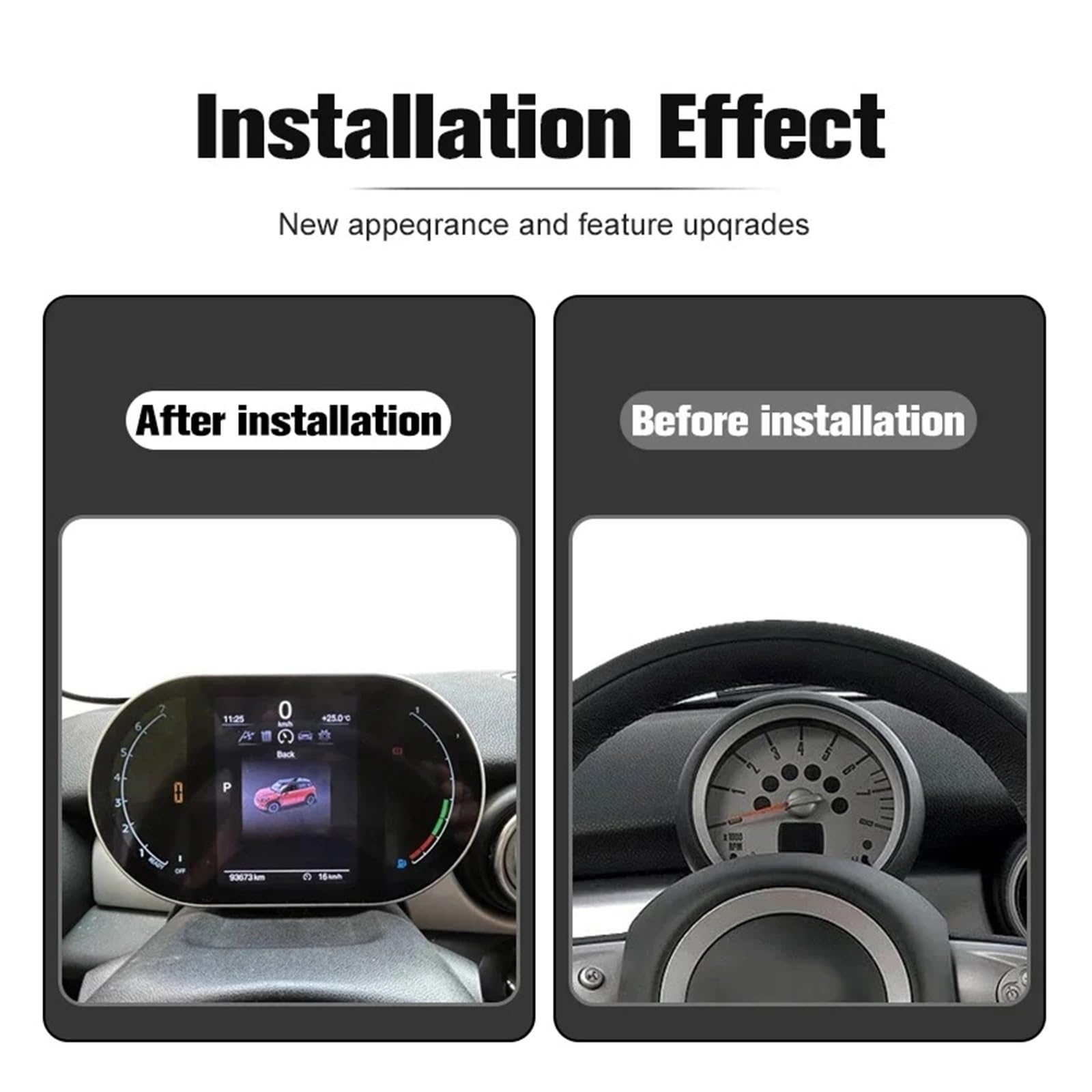 Cluster digitale compatibile con BMW MINI R55 R56 R57 R58 R59 R60 2007-2016 Serie R Cruscotto Tachimetro Pannello strumenti LCD Commutazione