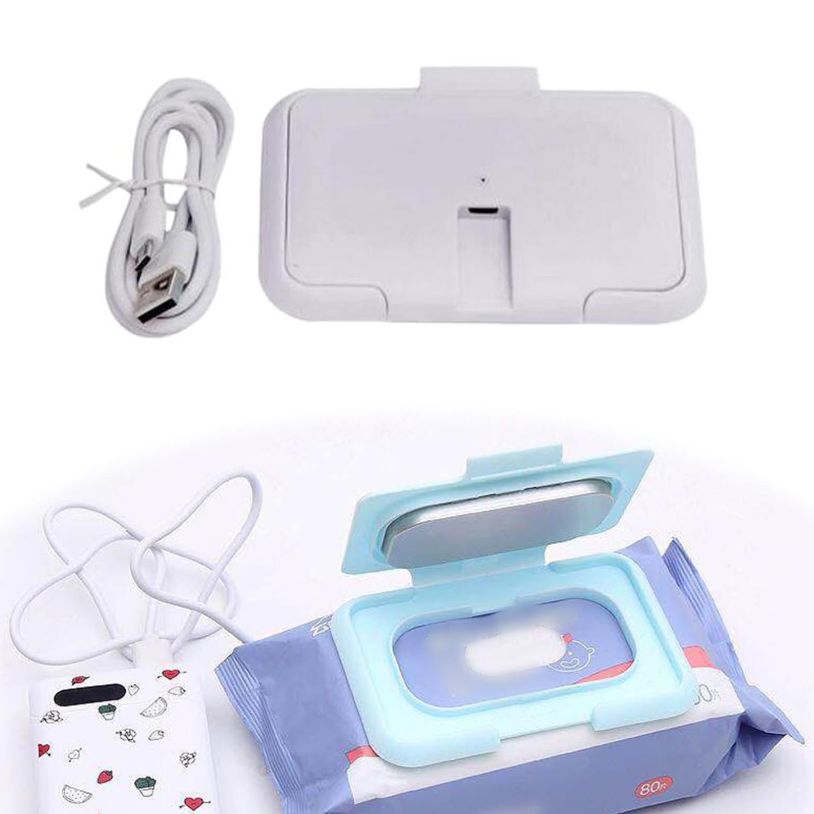 Portable Wet Wipe Warmer for Babies, USB Baby Wipe Warmer, Wipe Heater Wet Tissue Heater Evenly Overall Heating Silence, Makeup Wipe Warmer for Car