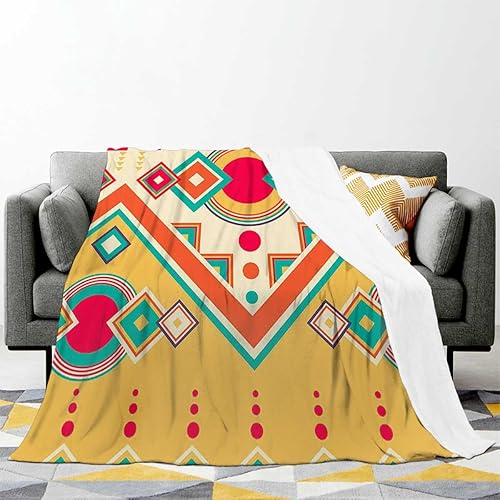 Miniatura 2 de Desk Blanket for Work Bohemian Tribal Doodle Pattern Creative Mantas Personalizadas Sofa, Couch, Bedroom 30inch X 40inch