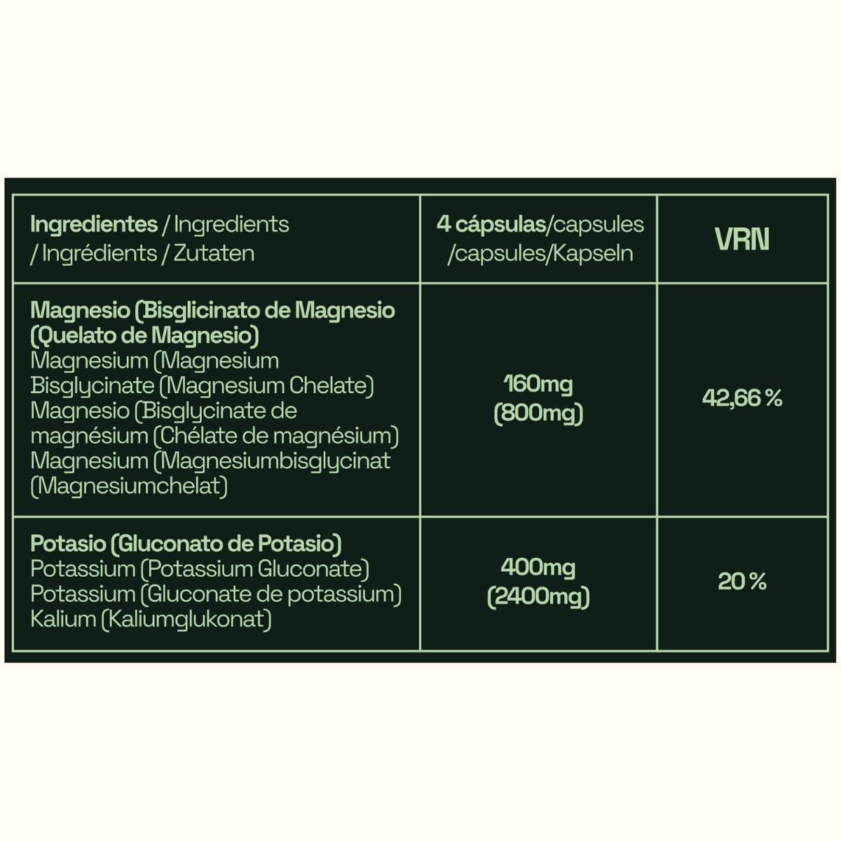SYNSERA - Magnésium Bisglycinate et Potassium Gluconate - Supplément Premium Haute Absorption - Antifatigue, Sommeil, Stress et Crampes Musculaires - Formule Technique Avancée - 120 Gélules