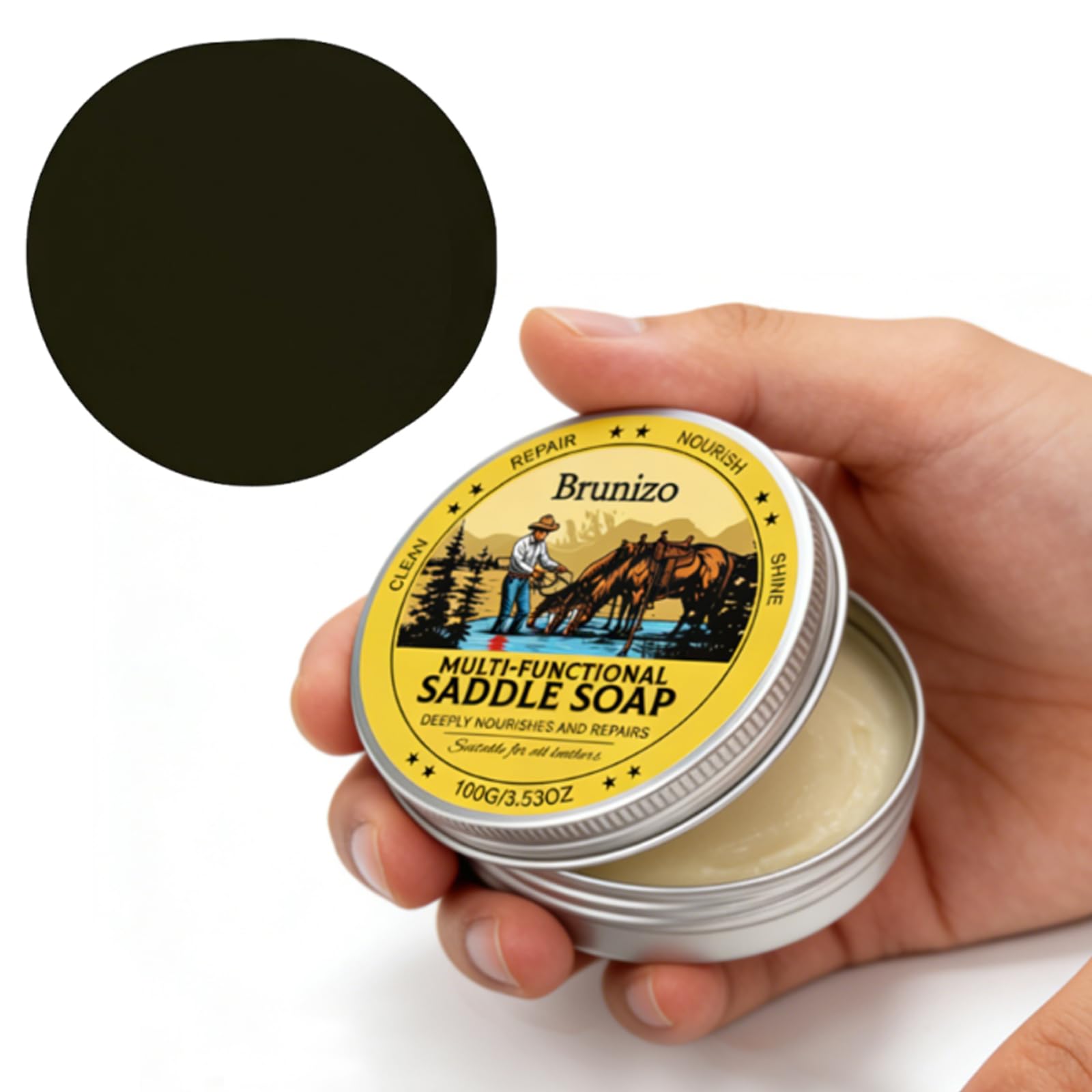 Saddle Soap Leder-Reinigungsschwamm, Lederpflege, Schutz, Weichmachung für Auto, Taschen, Sättel, 105 ml