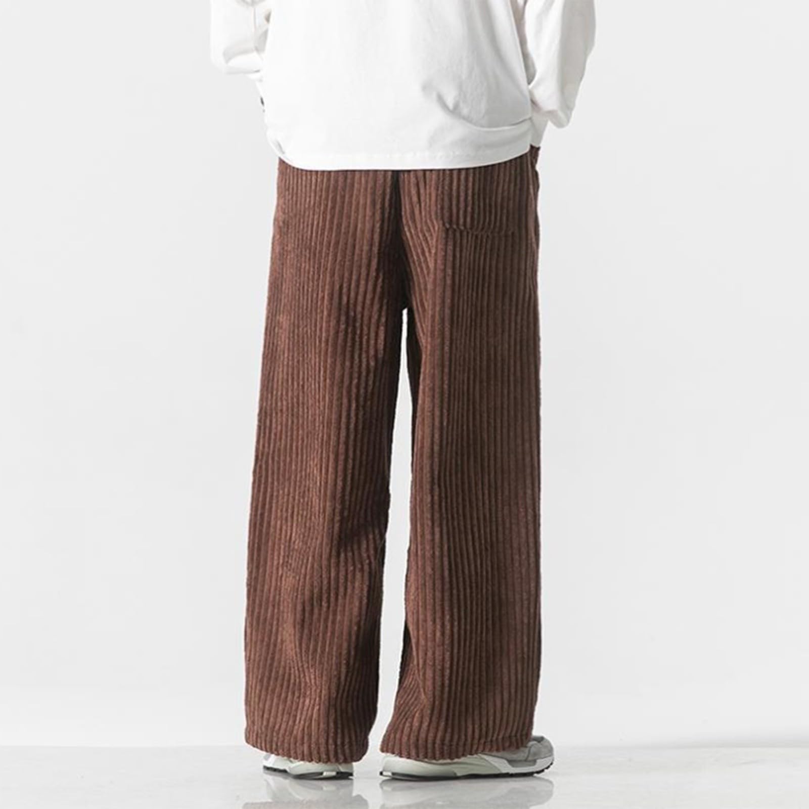Pantalones deportivos suaves para hombre, pantalones sueltos de pana, pantalones holgados y elegantes, pantalones de pierna ancha, pantalones de correr con cordón elástico, pantalones de pierna recta