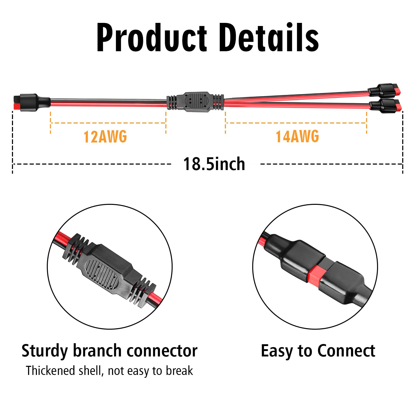 Obd2 Splitter 2 Way 2pcs SAE To SAE Extension Cable - Y Splitter SAE 1 ...