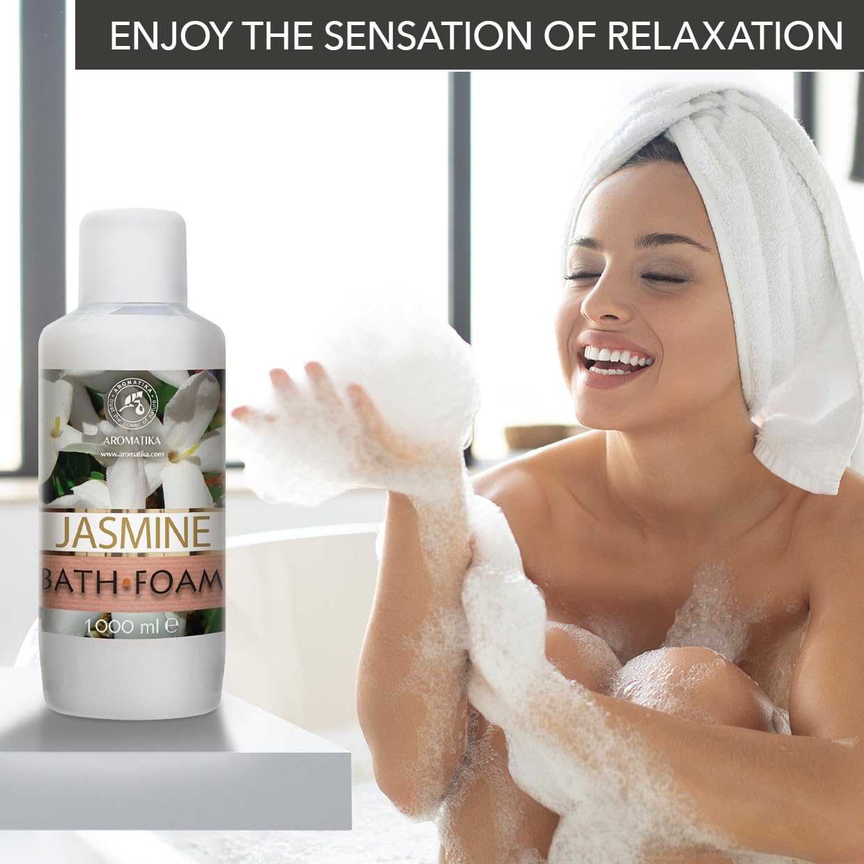 Espuma Baño de Jazmín 1000ml - Espuma Baño con Aceite Esencial de Jazmín - Cuidado del Cuerpo - Relajación - Fragancia Dulce y Suave - Aromaterapia - Spa - Baños de Burbujas - Belleza