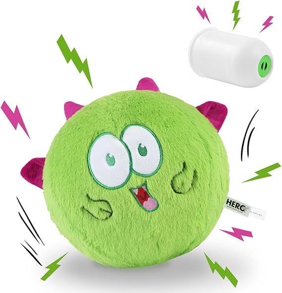 Hero Chuckles Ball Plush Dog Toy - Dog Squeaky Toys - Durable Ball with 3 in 1 Squeaker, Monster Green