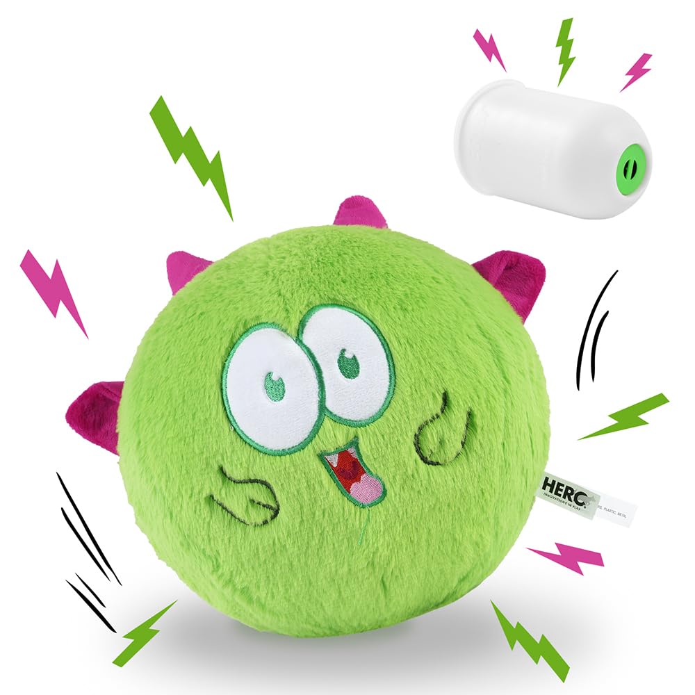 Hero Chuckles Ball Jouet en peluche pour chien – Jouet couineur pour chien – Balle durable avec couineur 3 en 1, vert monstre
