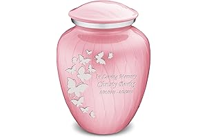 Embrace Personalized Adult Butterfly Urn in Pearl Pink: A Serene Memorial for Cherished Memories