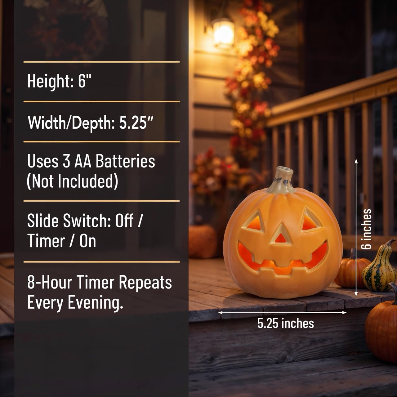 Amazon.com: Xodus Battery Operated LED Light Up Pumpkin, Jack-O