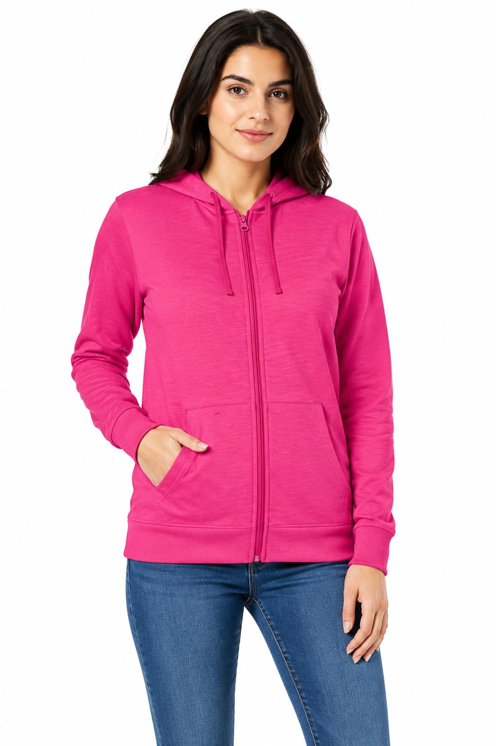 romano nx Women's Full-Zip Hoodie Sweatshirt, Pink, Cotton, Long Sleeve-picture-14