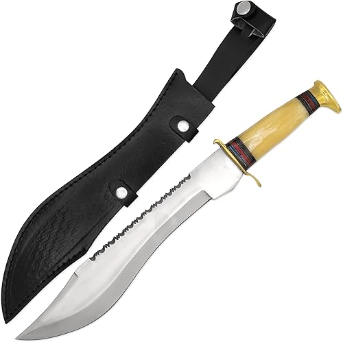 Miniatura 5 de Armory Replicas Cuchillo Bowie táctico de cazador de cocodrilos, cuchillo de sierra forjado de 17.25 pulgadas para caza y deportes, hoja grande con