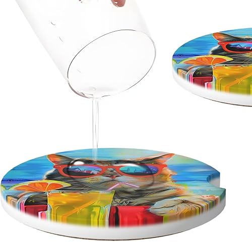 Miniatura 4 de Portavasos para automóvil, 2 unidades, posavasos para automóvil, para verano, para gato, absorbente, para decoración de automóvil, accesorios para