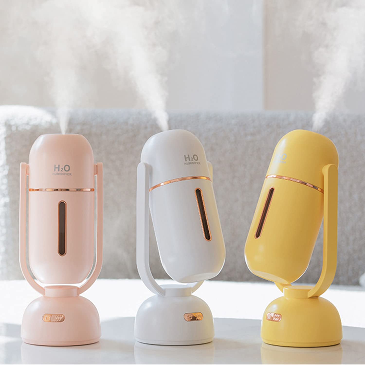 Nawilżacz - przenośny mini nawilżacz ze światłami LED, przenośne powietrze USB Ultra cichy, odpowiedni dla dzieci, wnętrz, sypialni, biura, samochodu (różowy)
