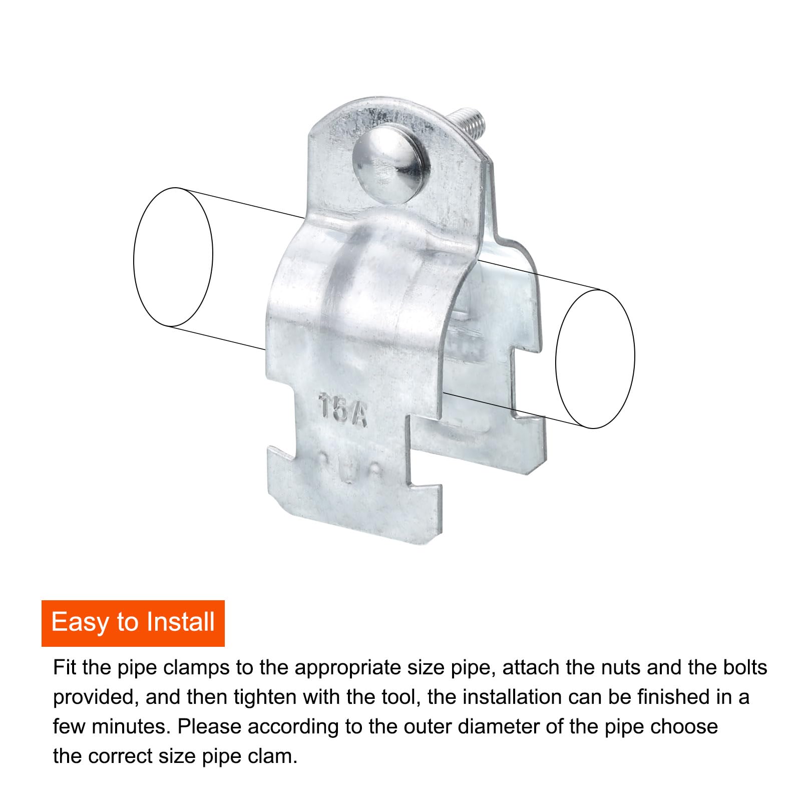 uxcell 13/16" EMT Strut Clamps Steel for Rigid Conduit and Pipe 4Pcs Universal EMT Strut Clamps with Bolt and Nut for Rigid Conduit and EMT - Image 4