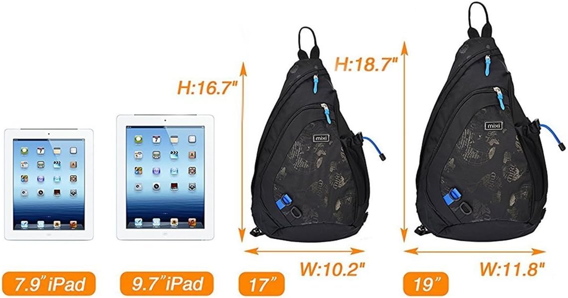 Mixi Sling Single Strap Shoulder Crossbody Backpack, 17-Inch (42.5x26x12)cm , Black n' Blue