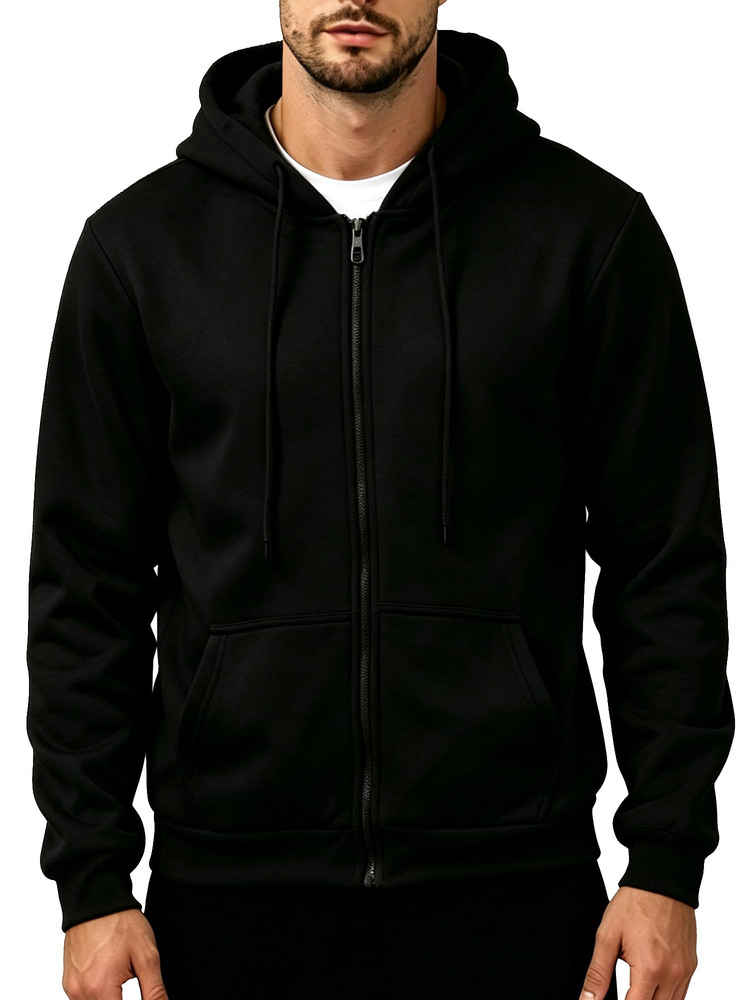 JIHUILAI Men's Fleece Hoodies with Zipper Lightweight Long Sleeve Active Mens Jackets Sports Full Zip Sweatshirts, S-3XL