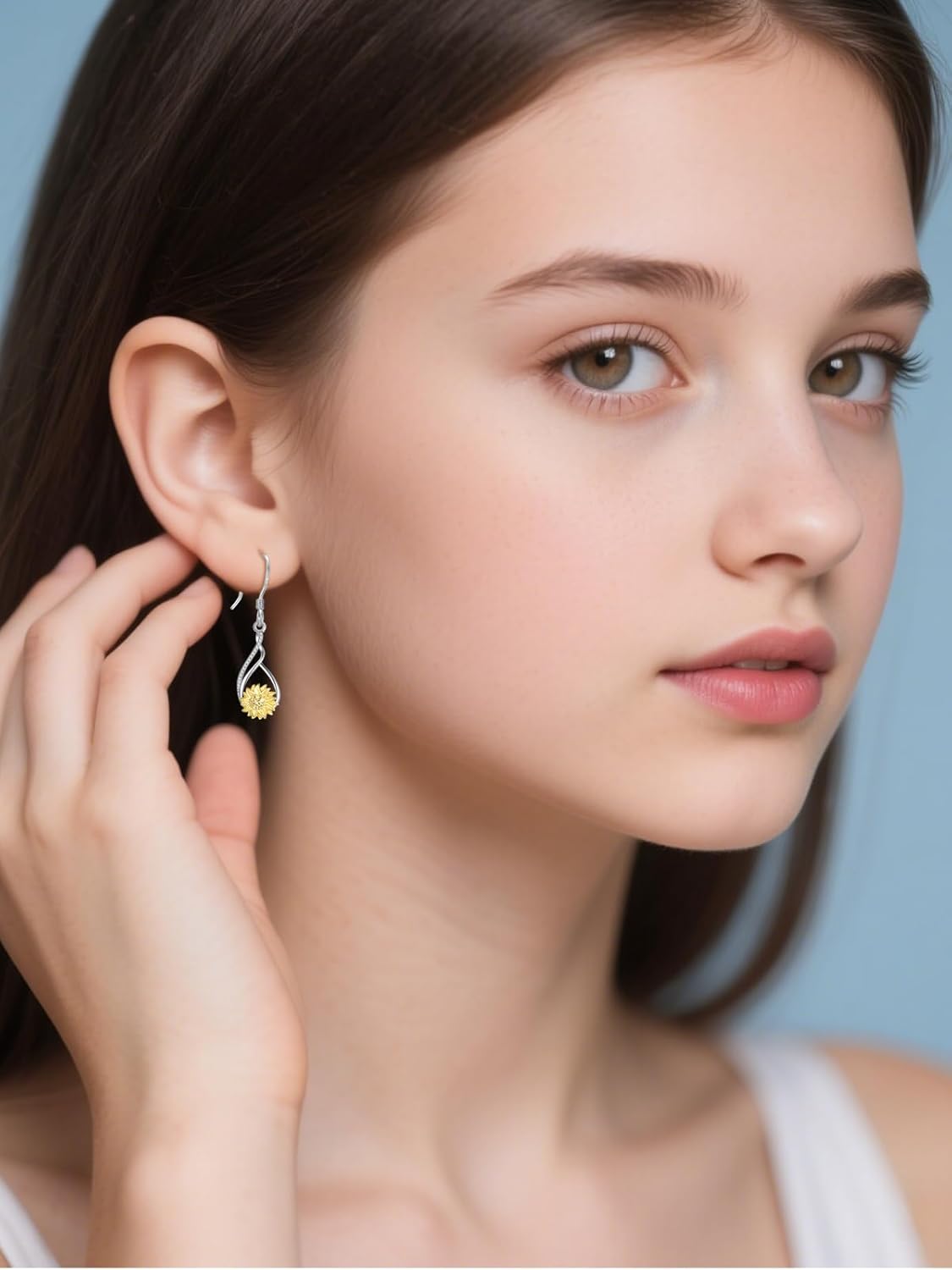 Dreamboat Sunflower Dangle Drop Earrings for Women 925 Sterling Silver 14K Gold Plated Sunflower Flower Dangling Hook Earring Fashion Anniversary Birthday Jewelry Gifts - Image 4