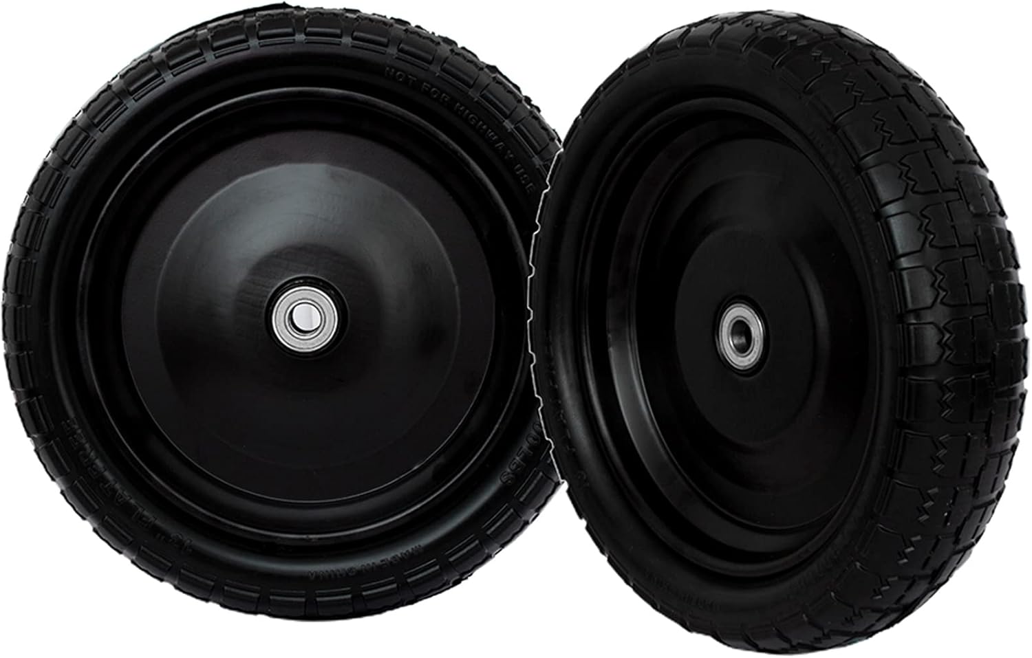 13” Flat-Free Tires for Cart,Solid Polyurethane Wheels for Hand Truck Garden Cart Trolleys,with 5/8” Axle 2.16” Offset Hub 3.15” Tire Width 600 lbs Capacity, 2pack