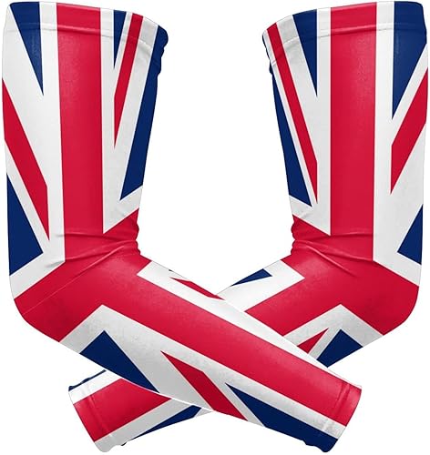 ZGXJJPP Union Jack - Mangas de compresión para hombres o mujeres, de seda de hielo, protección solar, protección solar, protección deportiva, para