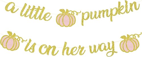 Miniatura 1 de Pancarta de baby shower de calabaza pequeña, decoraciones de calabaza rosa para niña