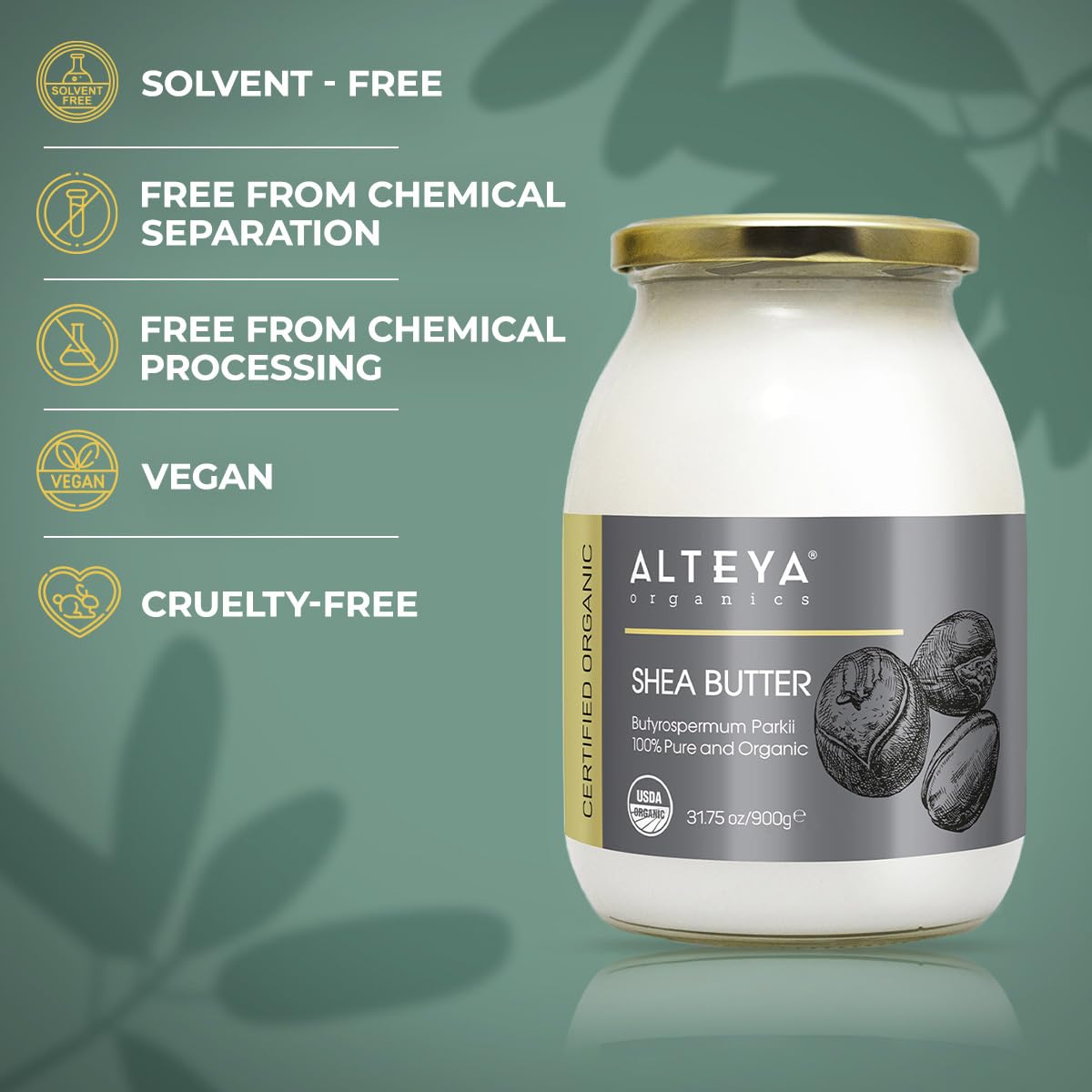 Аlteya Organics Burro di Karitè Biologico 900 g - Certificato USDA biologico 100% Puro, Naturale, Vegano - Burro naturale per il Corpo, Viso, Labbra, Capelli - Nutre, Protegge, Idratare