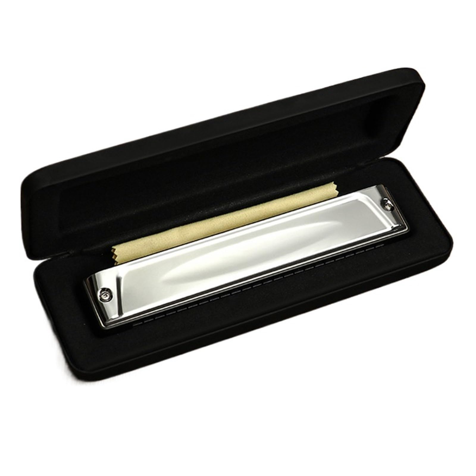Armoniche a bocca Armonica A Bocca Polifonica/accentata Di Livello Professionale Per Prestazioni Armonica A Bocca Per Principianti Adulti A 24 Fori Nera Opaca(Silver)