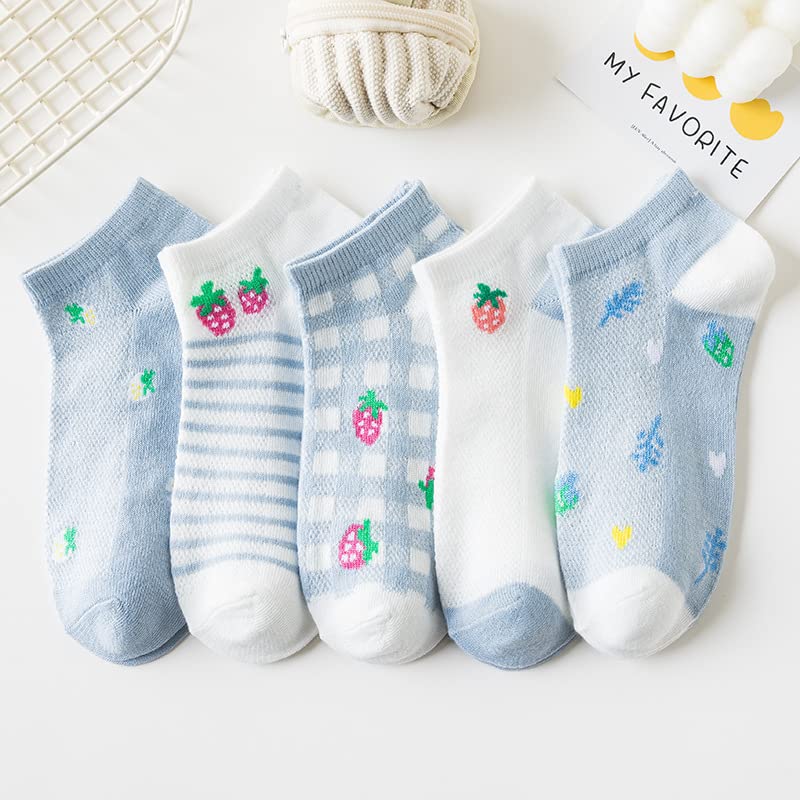 Image of Cotton Men's and Women's Printed Funky Socks - Unisex Ankle-Length, Odour Free, Breathable (Multicolor, Combo Pack of 5)