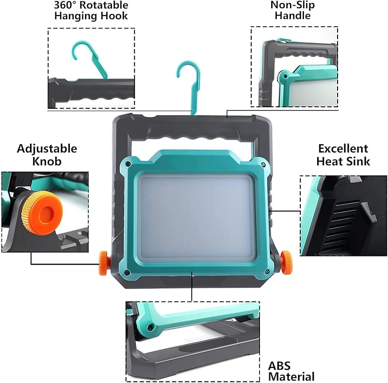 MAKBOS Akkumulátor Adapter 18V Munkalámpa - Kompatibilis Milwaukee M18 és Dewalt 20V Akkukkal - LED Építkezési Reflektor, Munkahelyi Világít
