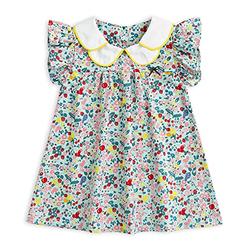 Image of Simplee kids Baby Girl Smocked Dress Summer Casual Short Sleeve Dresses Floral Print Sundress Princess Dress for Toddlers