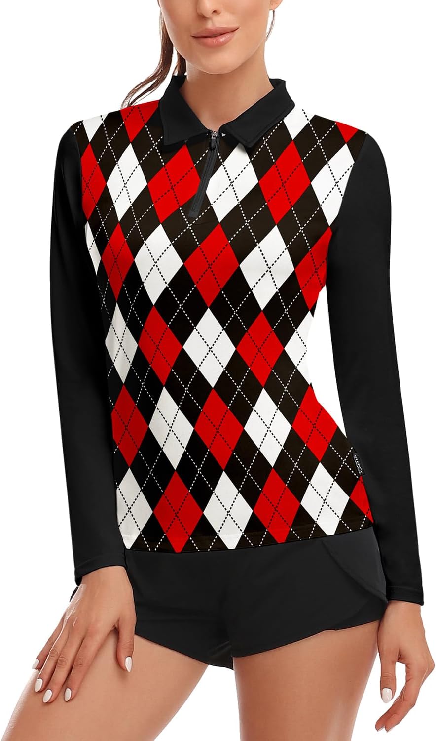 Soneven Womens Long Sleeve Polos 1/4 Zip Moisture Wicking Collared Golf Shirt Slim Fit for Casual Work