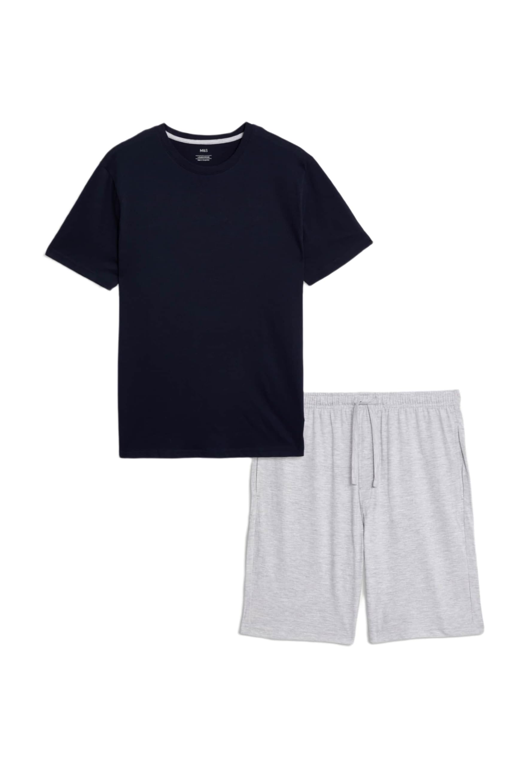Marks & Spencer Conjunto de Pijama con Alto Contenido en Algodón para Hombre, Ajuste Normal, Cintura con Cordón, con Bolsillos