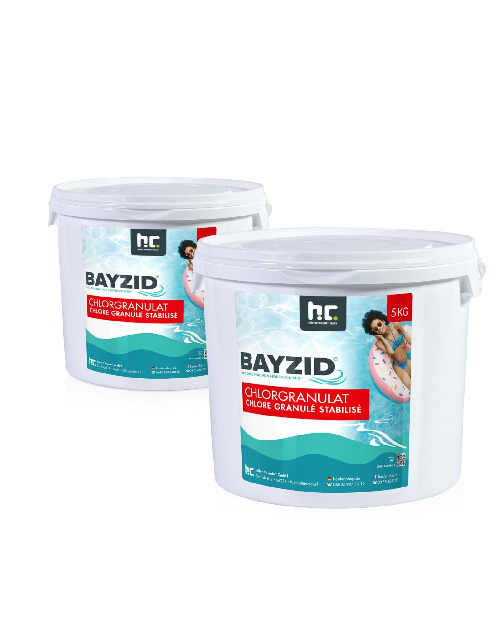 Höfer Chemie BAYZID Chlore Granulés Stabilisé 56% Hautement Efficient pour Piscine - 10 kg Rapidement Soluble