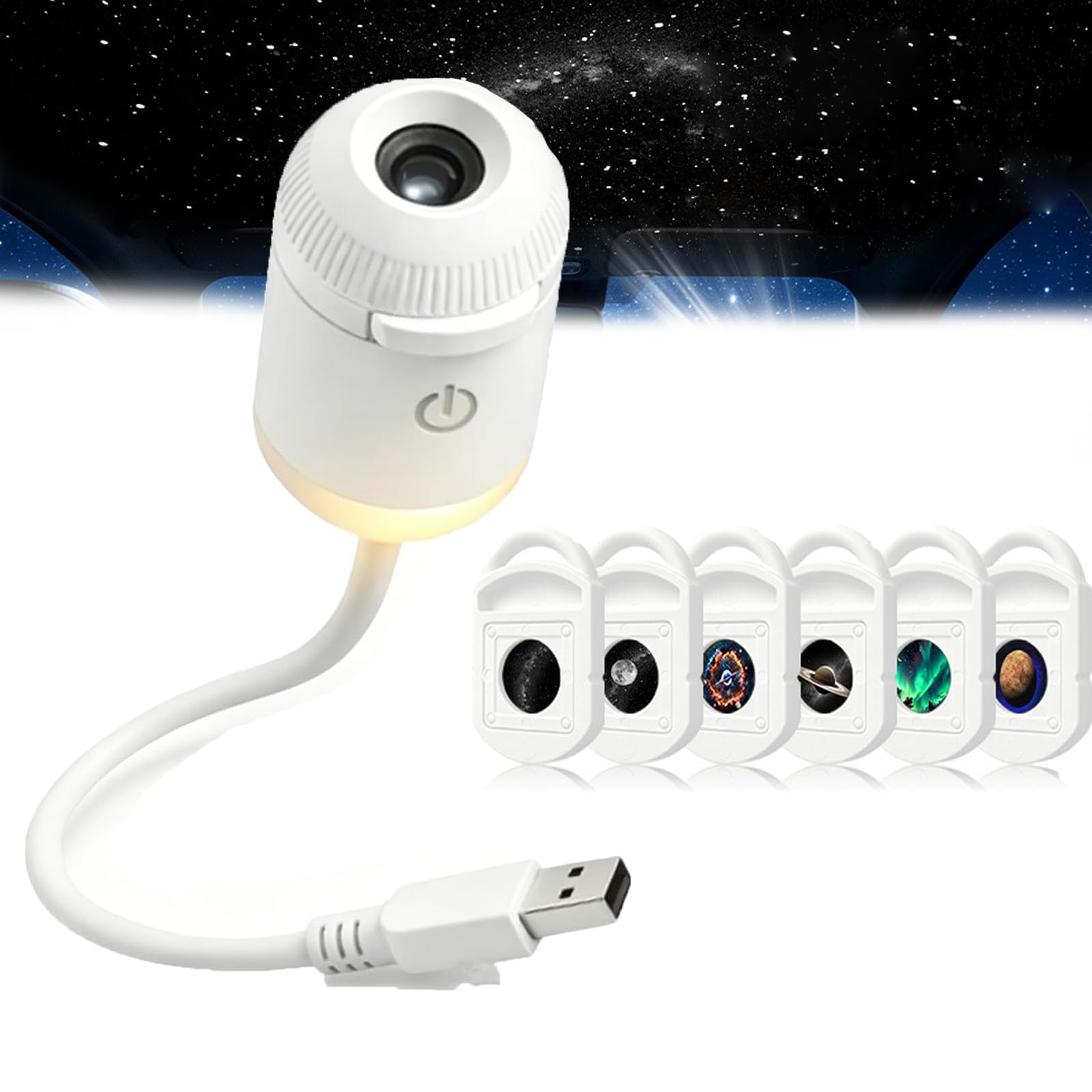 Icettry Projector, Icettry Light, Hd Smart Dynamic 5d Holographic Night Light Projector, Plug and Play Hd Star Projector, 360 Rotating USB Galaxy & Moon Projector Night Light (6 Films)