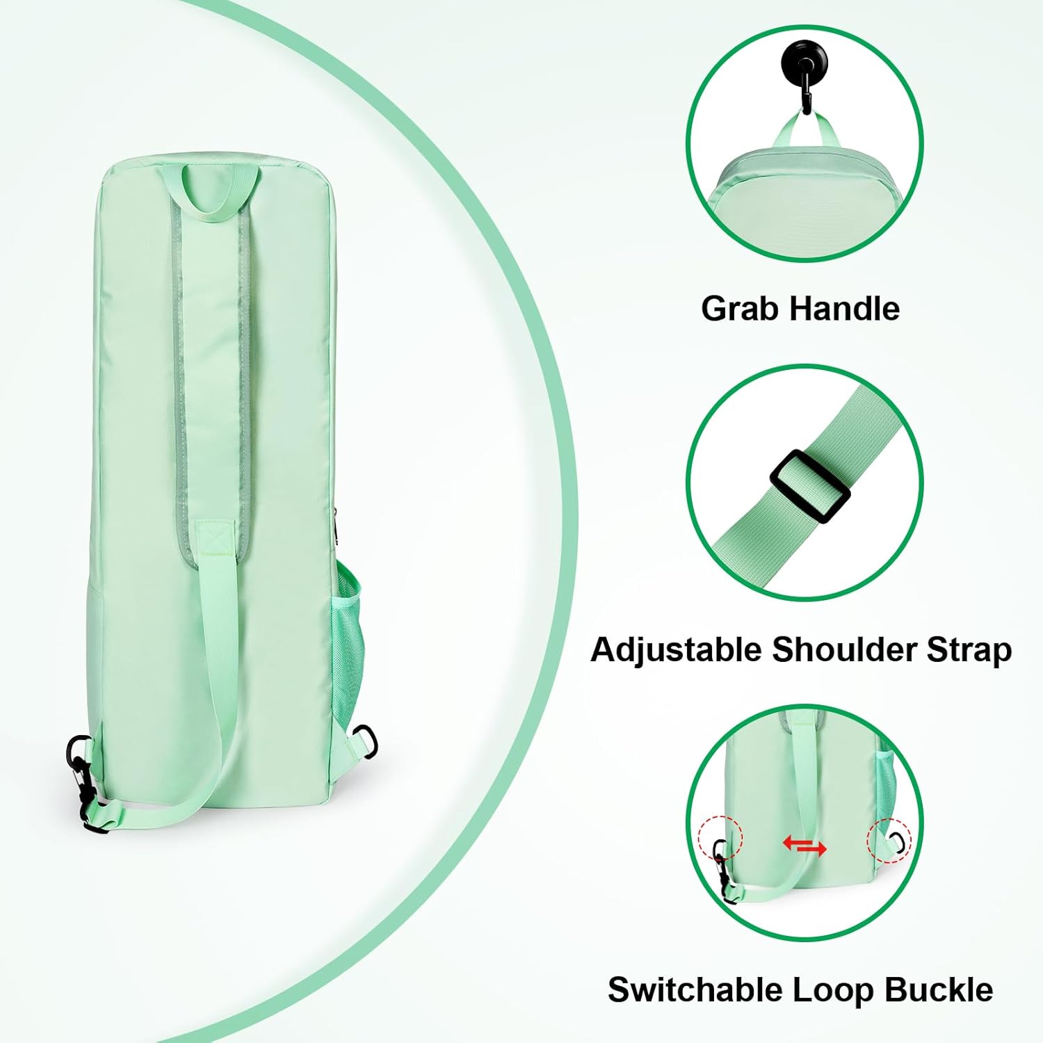 Yoga Mat Bag Carrier Side Mesh Zipper Pocket Exterior Wet Compartment Lightweight Waterproof Yoga Bag for Mat - Image 5