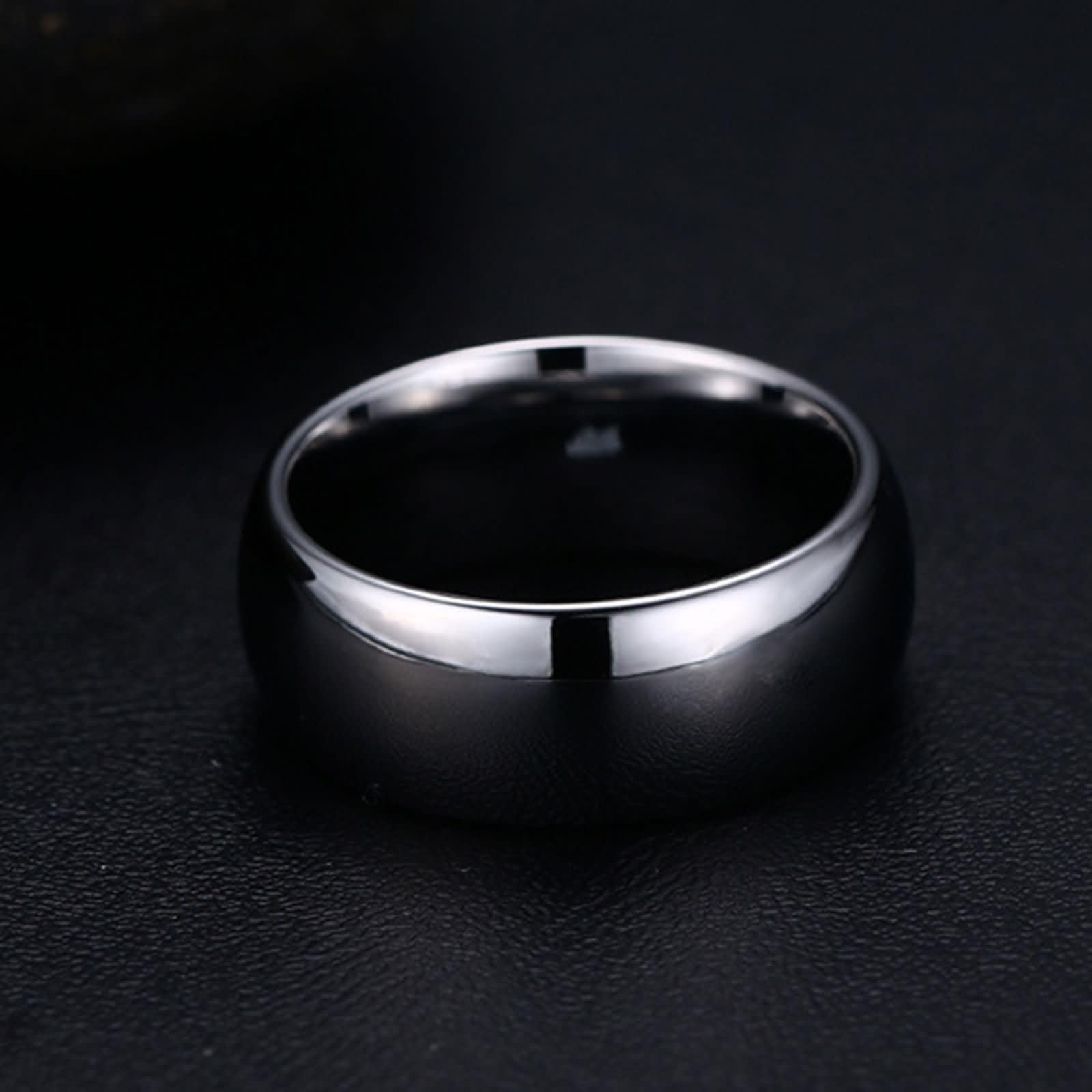 Daesar Bague de Promesse Couple, Anneau Bague Femme et Homme Tungstène Ronde Poli Simple 8MM Bague de Fiancaille Argent Or
