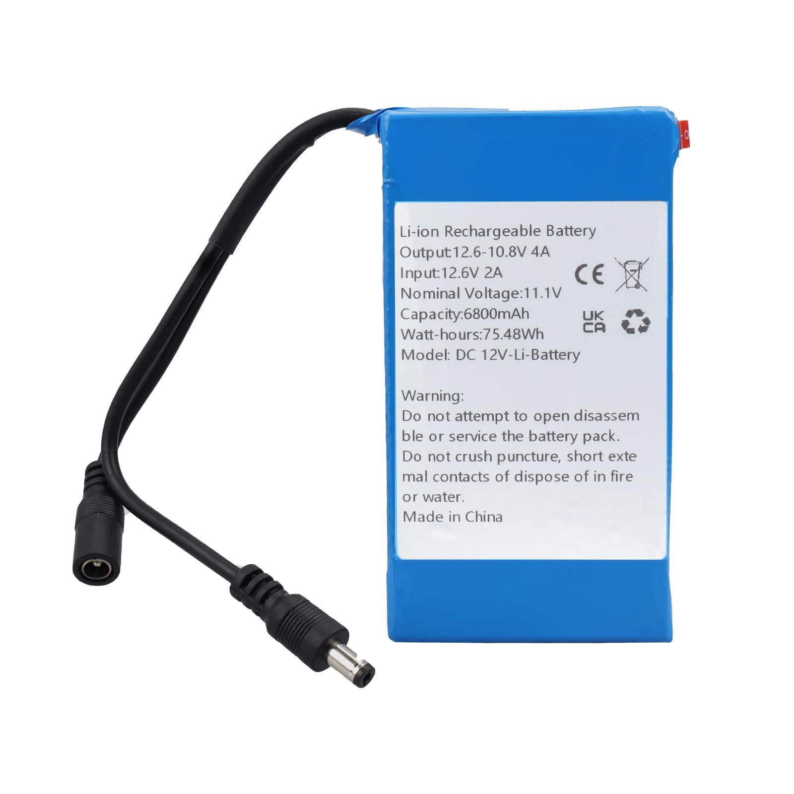 DC12V 6800mAh Batterie lithium-ion rechargeable DC5521 pour la plupart des appareils 12V, bande LED, caméra CCTV, localisateur, DVD portables, produits automobiles,Bluetooth, équipement médical