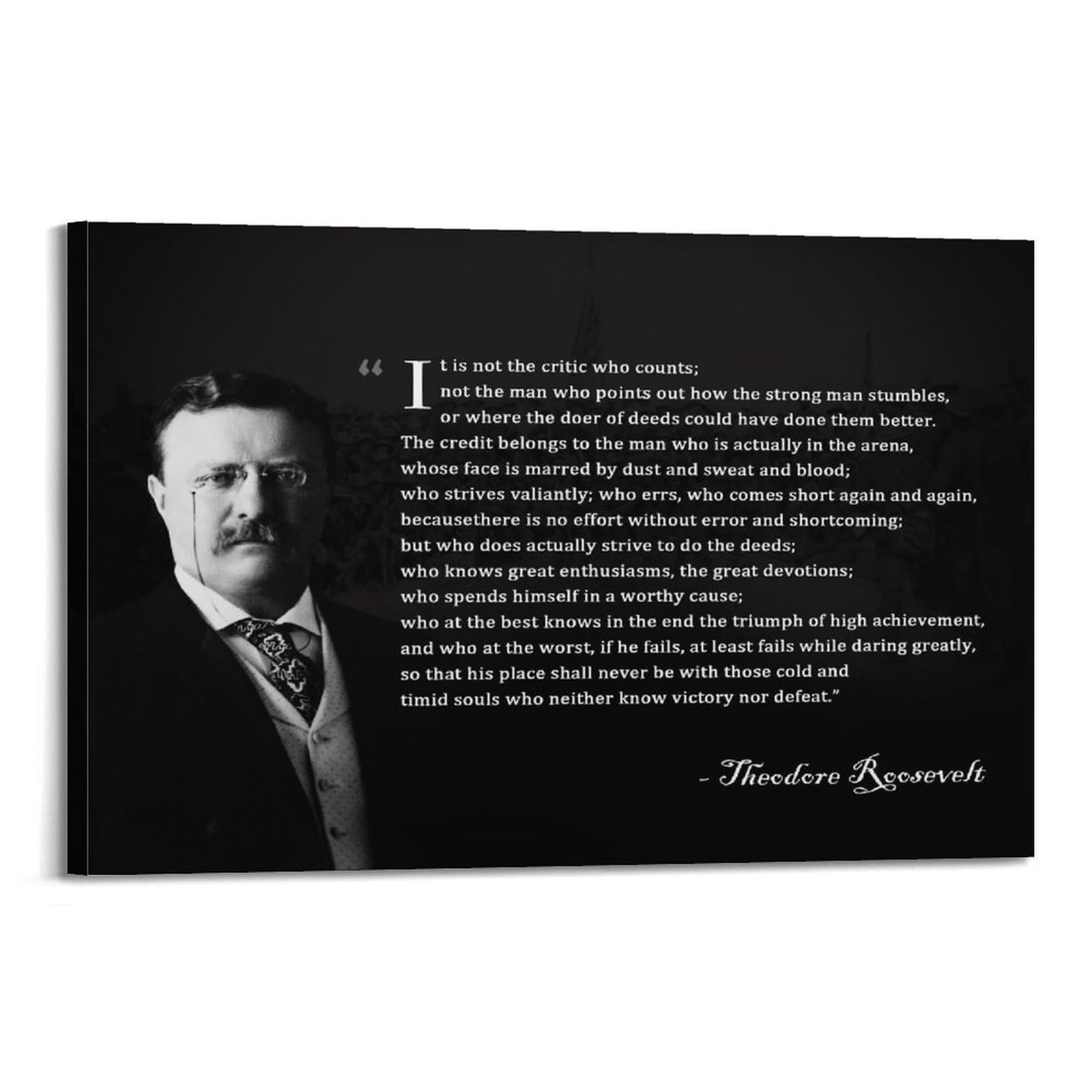 MORVEL Theodore Teddy Roosevelt The Man In The Arena Quote Poster Poster Decorative Painting Canvas Wall Posters And Art Picture Print Modern Family Bedroom Decor Posters 12x18inch(30x45cm)
