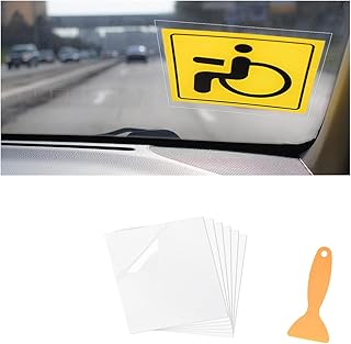 Car Windshield Sticker Decals, 6.3×6.3 Inch Car Windshield Sticker Applicator with Squeegee, Clear Window Static Cling Film Decals for Car Parking Permit Inspection Sticker Holder (6 Sheets)