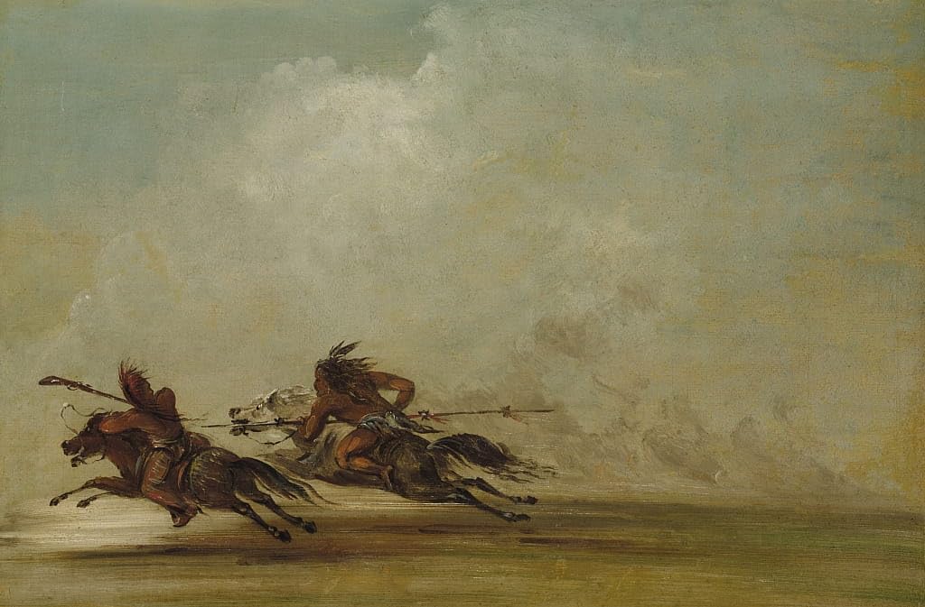Tableau Guerriers Comanches George Catlin Décoration Murale Affiche Toile Grand Format - 5