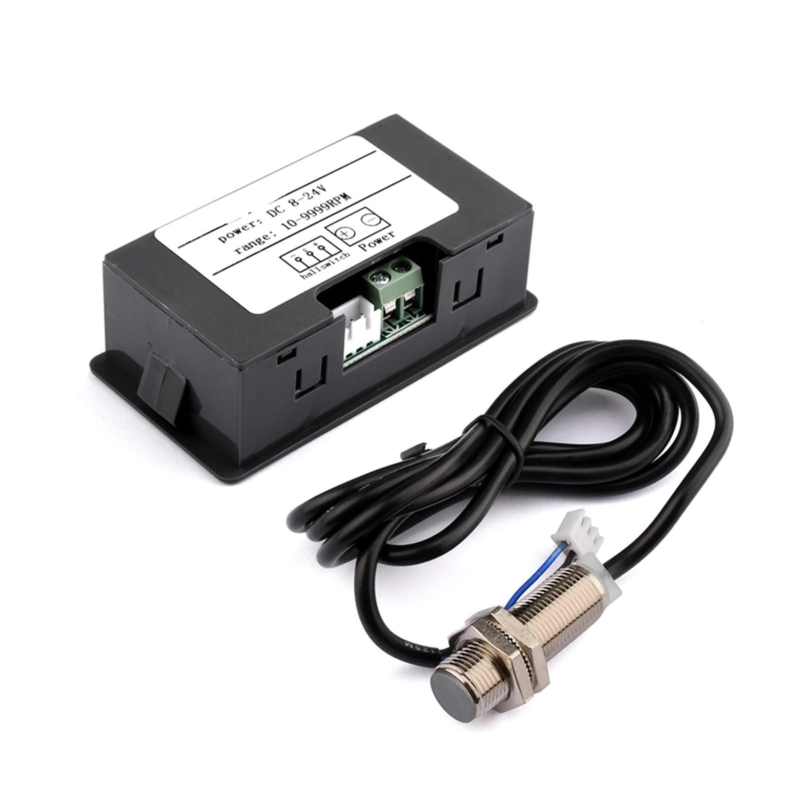 Medidor de velocidad de motor, tacómetro digital LED de 4 dígitos DC8-24V (RPM), velocímetro + sensor de proximidad de efecto Hall (NPN)(Blue)