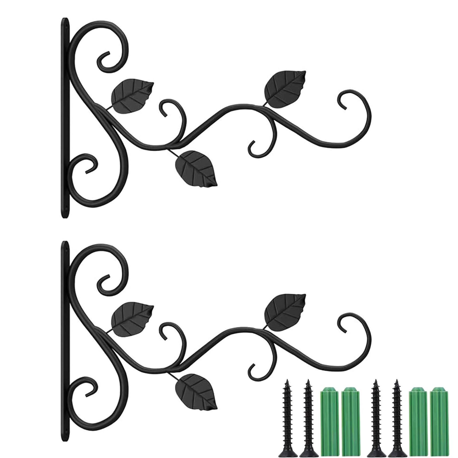 2 Piezas Soporte de Plantas para Colgar En La Pared, Soportes de Pared de Jardín de Hierro Forjado, Gancho para Plantas Con Soportes para Cestas Colgantes, para Macetas de Plantas, Canastas, Linternas