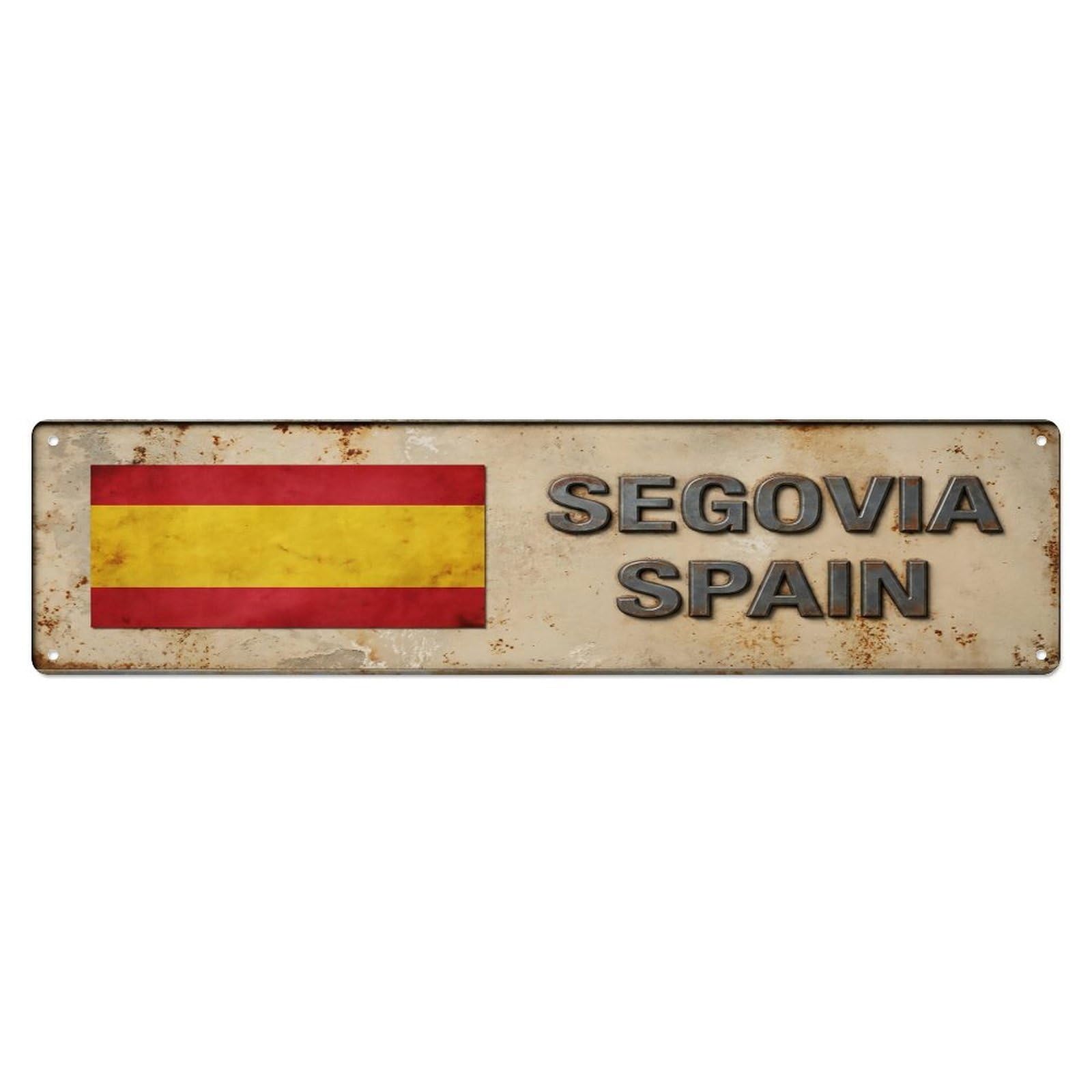 Vintage Segovia Spain Flag Decor Rustic Travel Metal Tin Sign