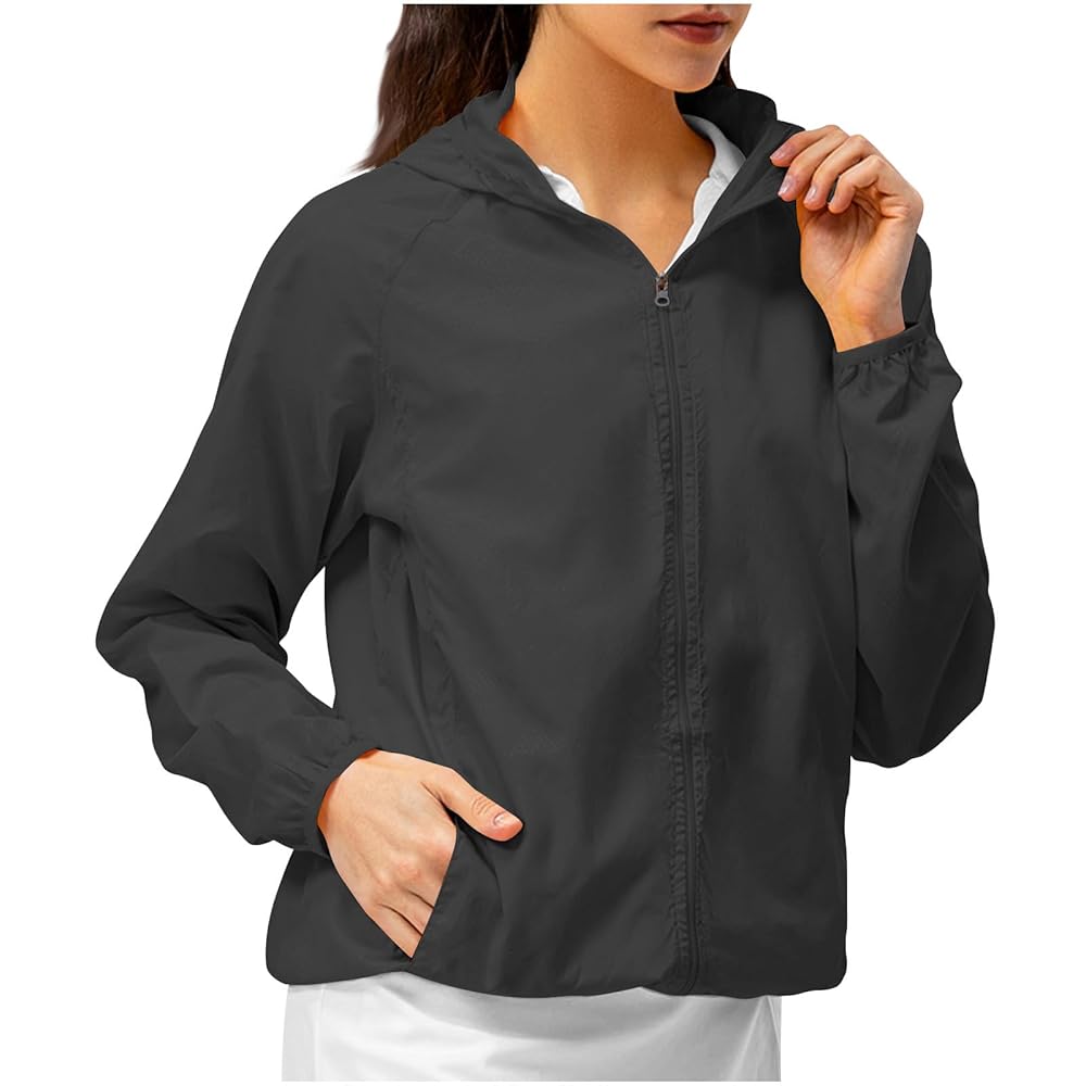Veste De Course Femme FitsT4 à Manches Longues – UPF 50+, Respirante – Avec Capuche Et Poches – Fermeture éclair Complète